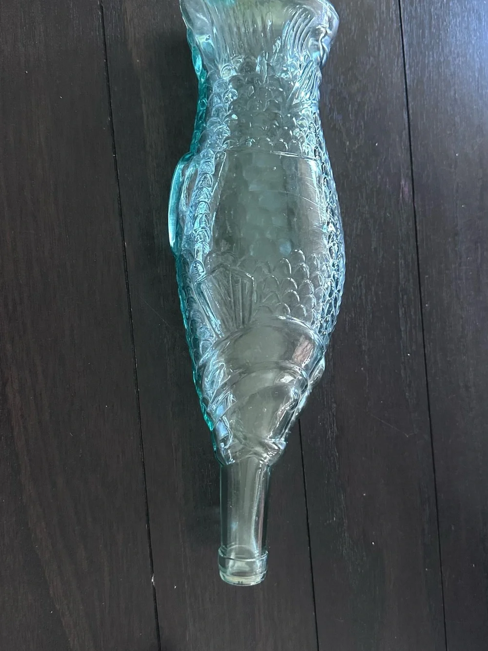 Clear Teal Fish-Shaped Glass Aquarium Ornament - Teal